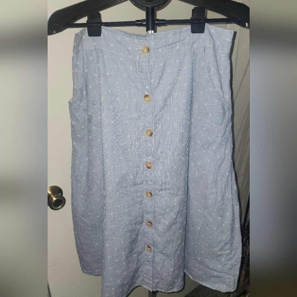 Miami Light Blue Button-Down Pencil Skirt
